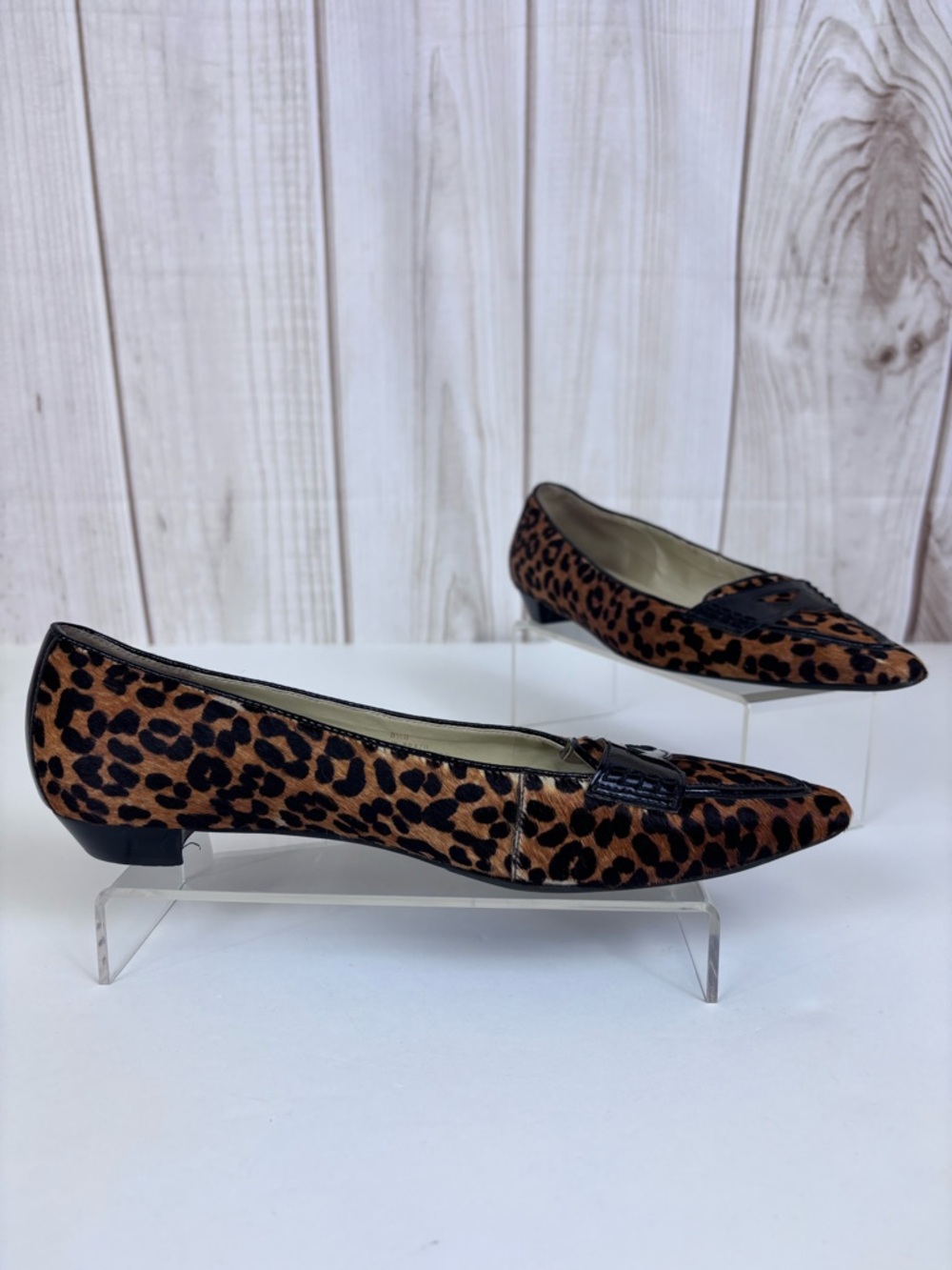 Talbots Leopard Print Calf Hair Flats Pointed Toe Dressy Shoe Brown Black Sz 8.5 - Picture 3 of 16